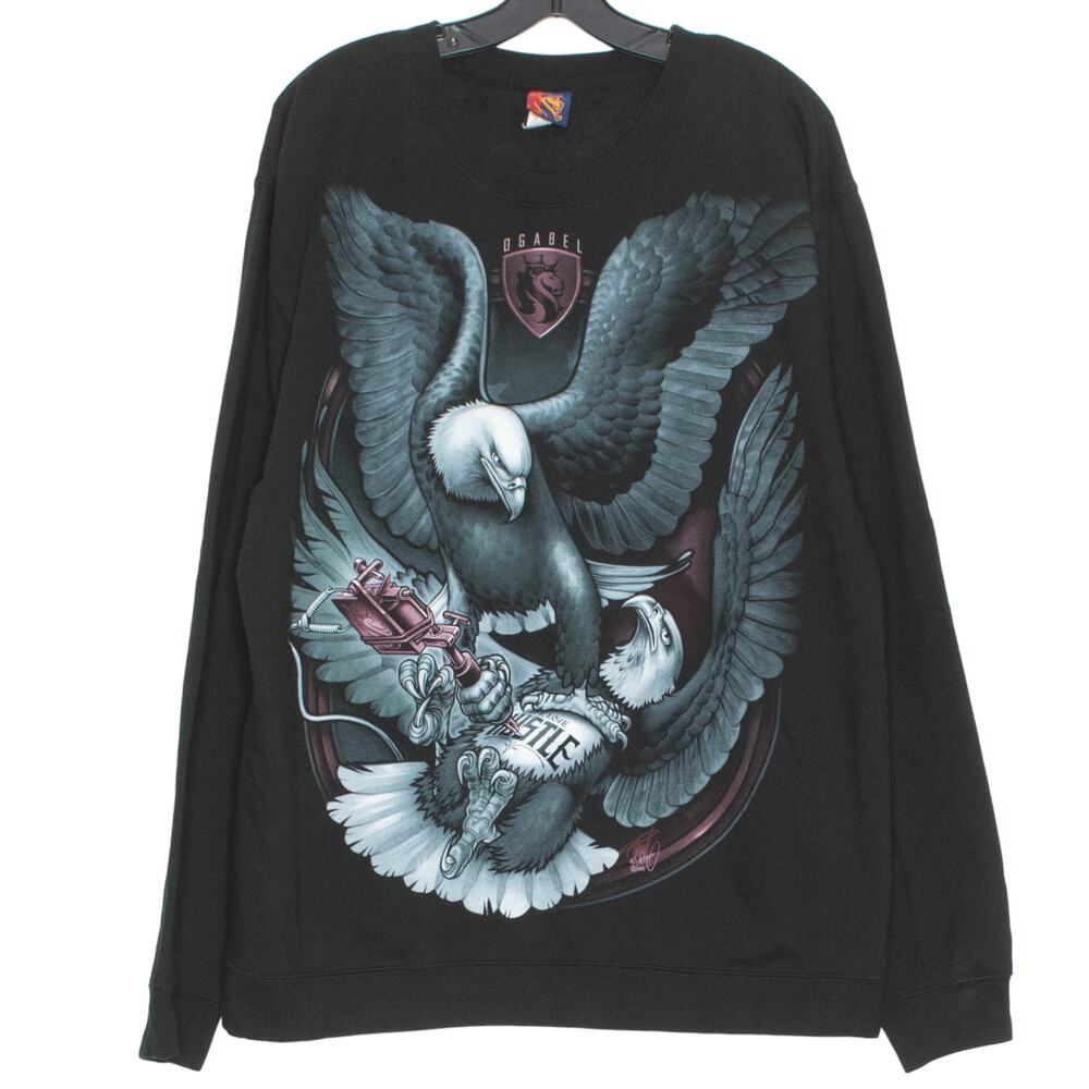 Y2K Eagle Biker Gothic Grunge Tattoo Art Streetwear Sweatshirt Black XL Ogabel
